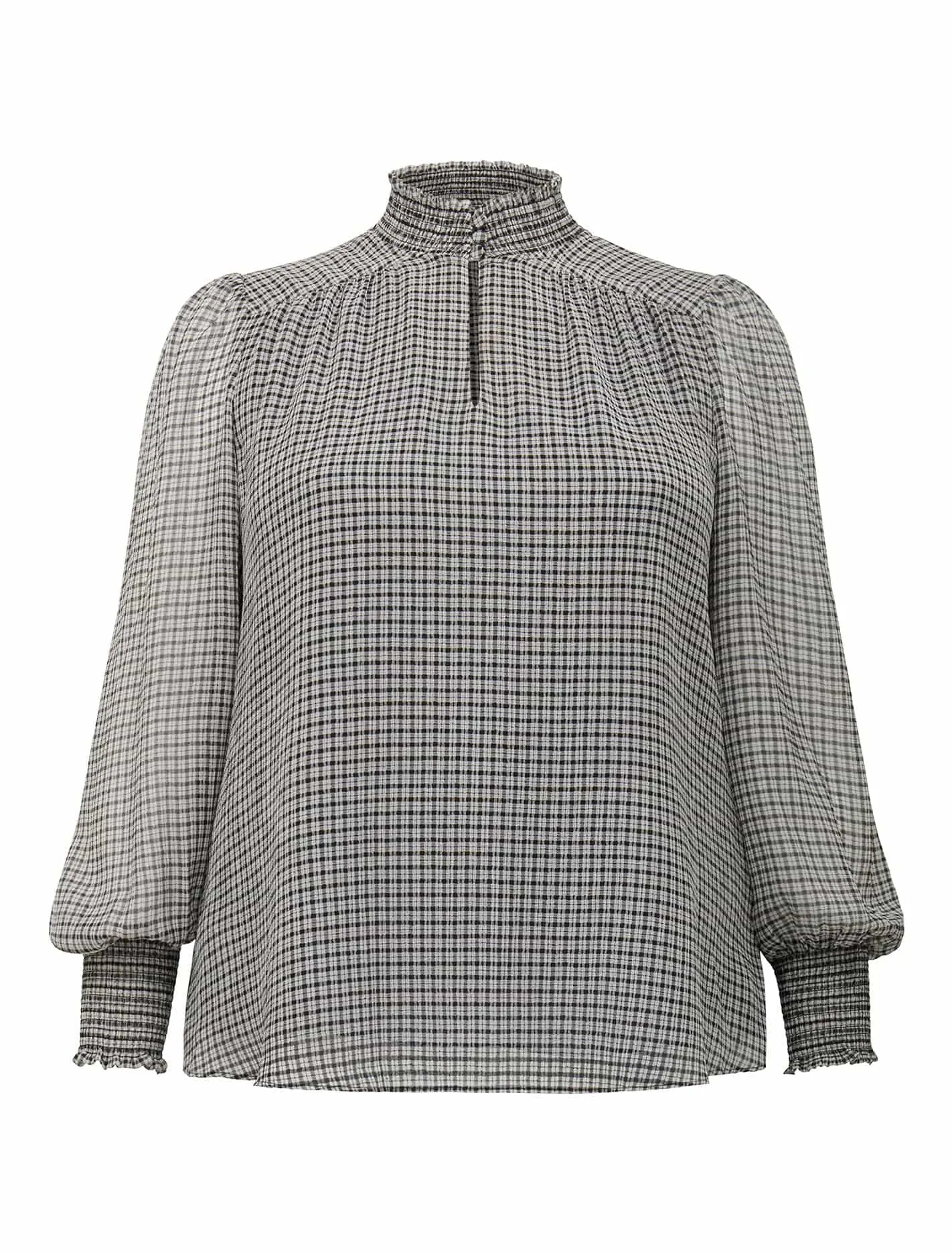 Adele Curve Micro Check Blouse