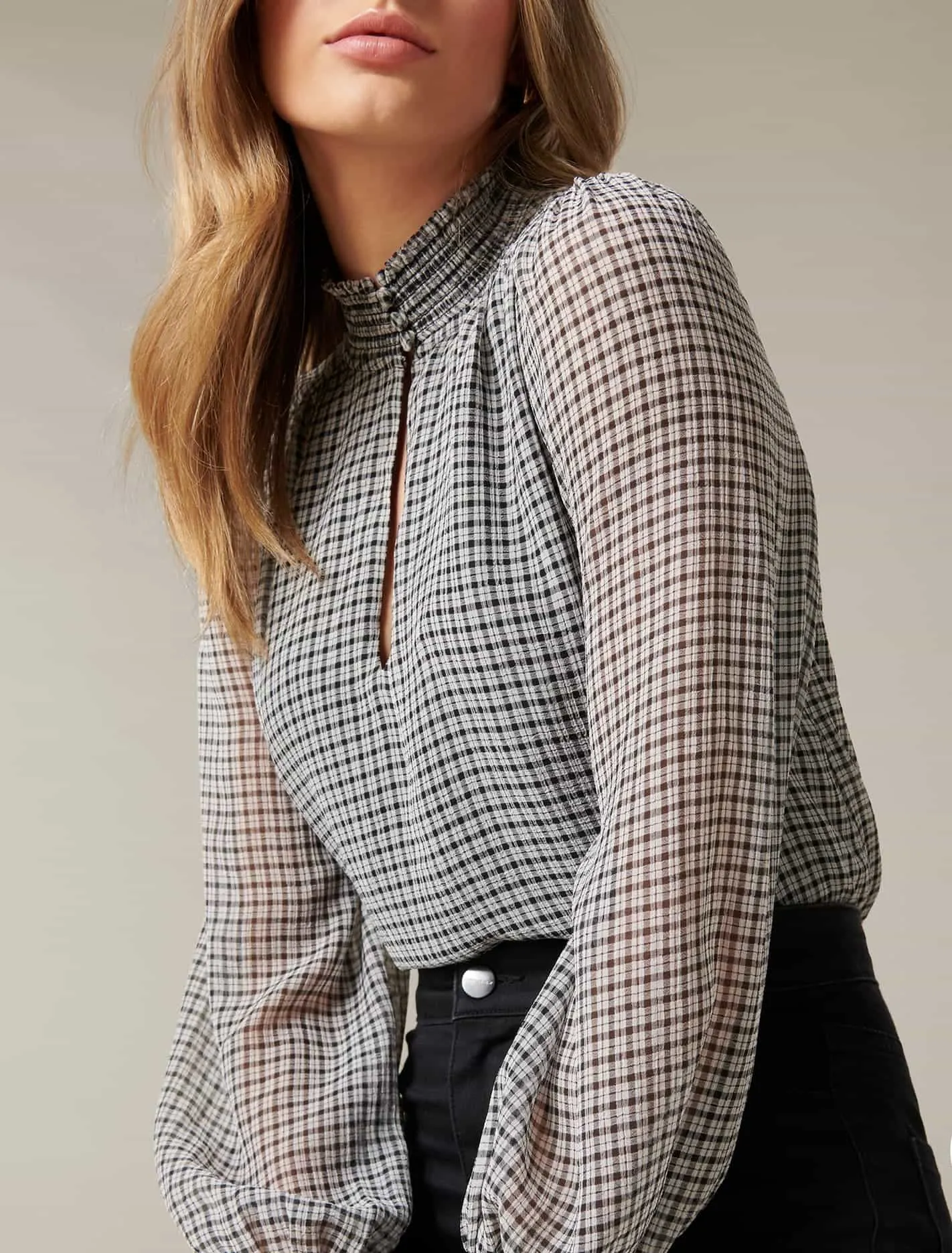 Adele Micro Check Blouse