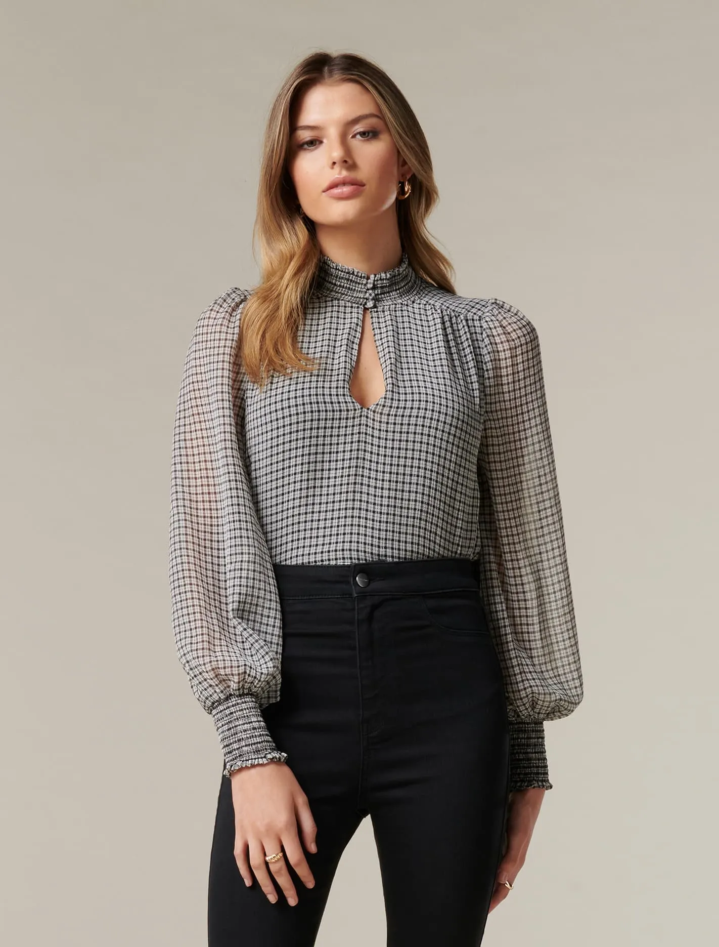 Adele Micro Check Blouse