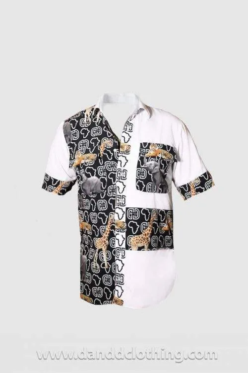 African Men's Shirt With Animals