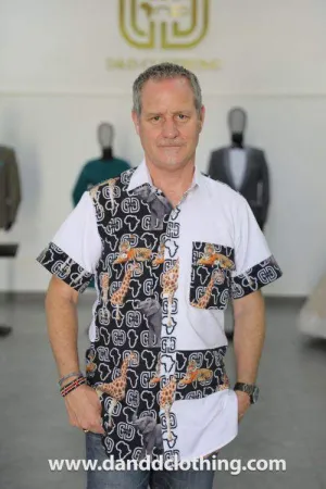 African Men's Shirt With Animals