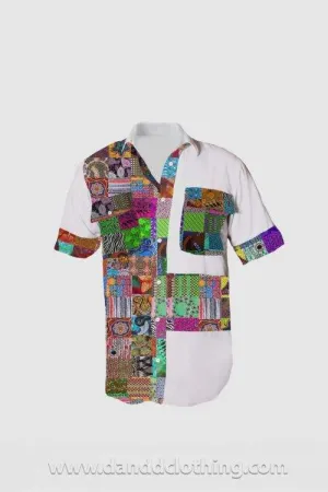 African Men's Shirt With Patches