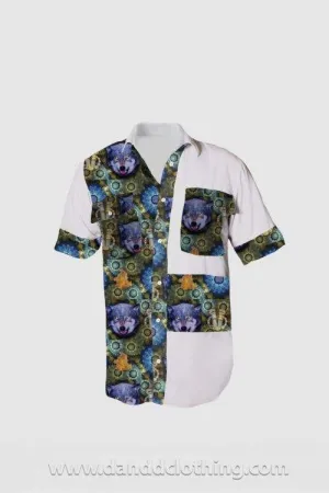 African Men's Shirt With Wolf