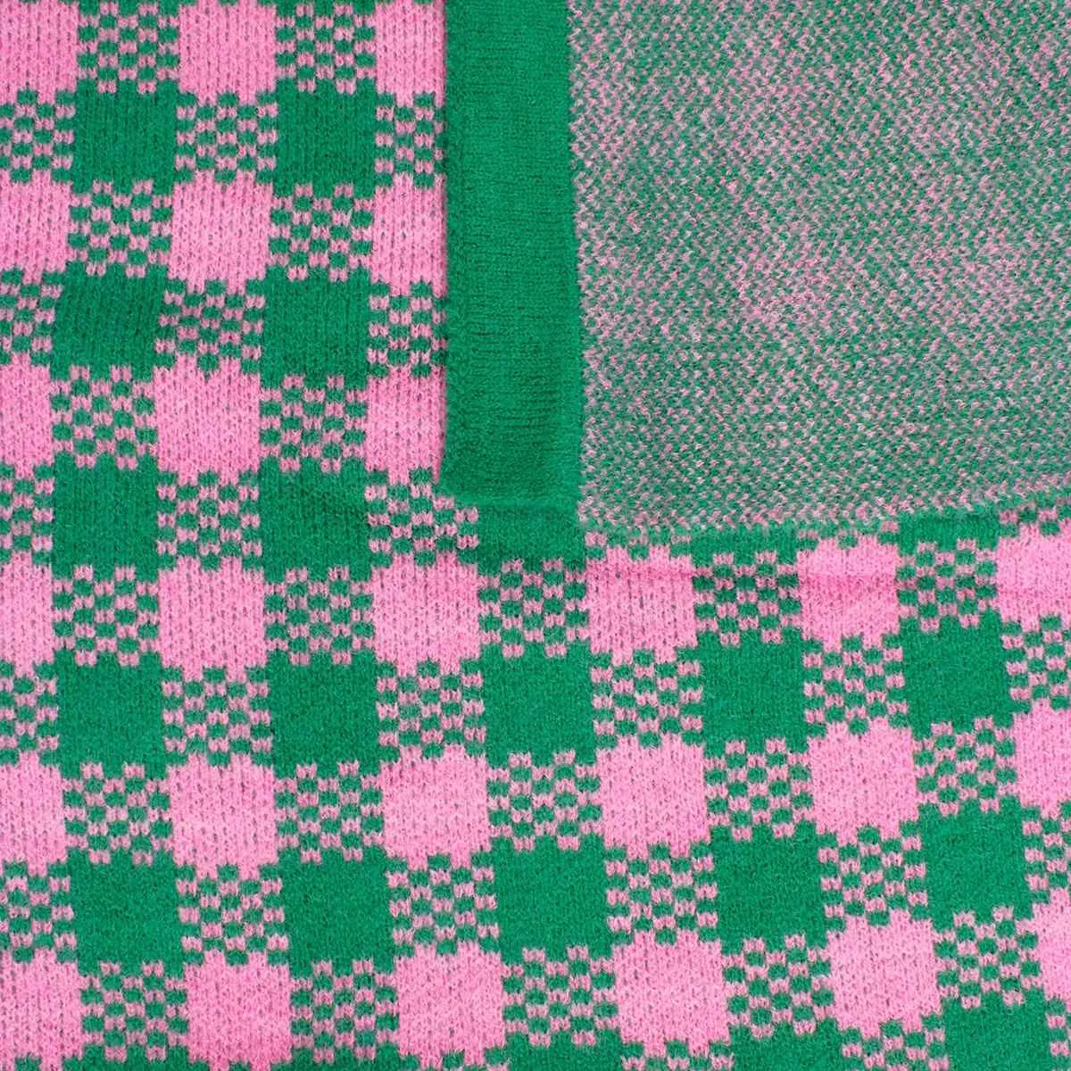AKA Alpha Kappa Alpha Inspired Sorority Checkered Knit Pink and Green Cape