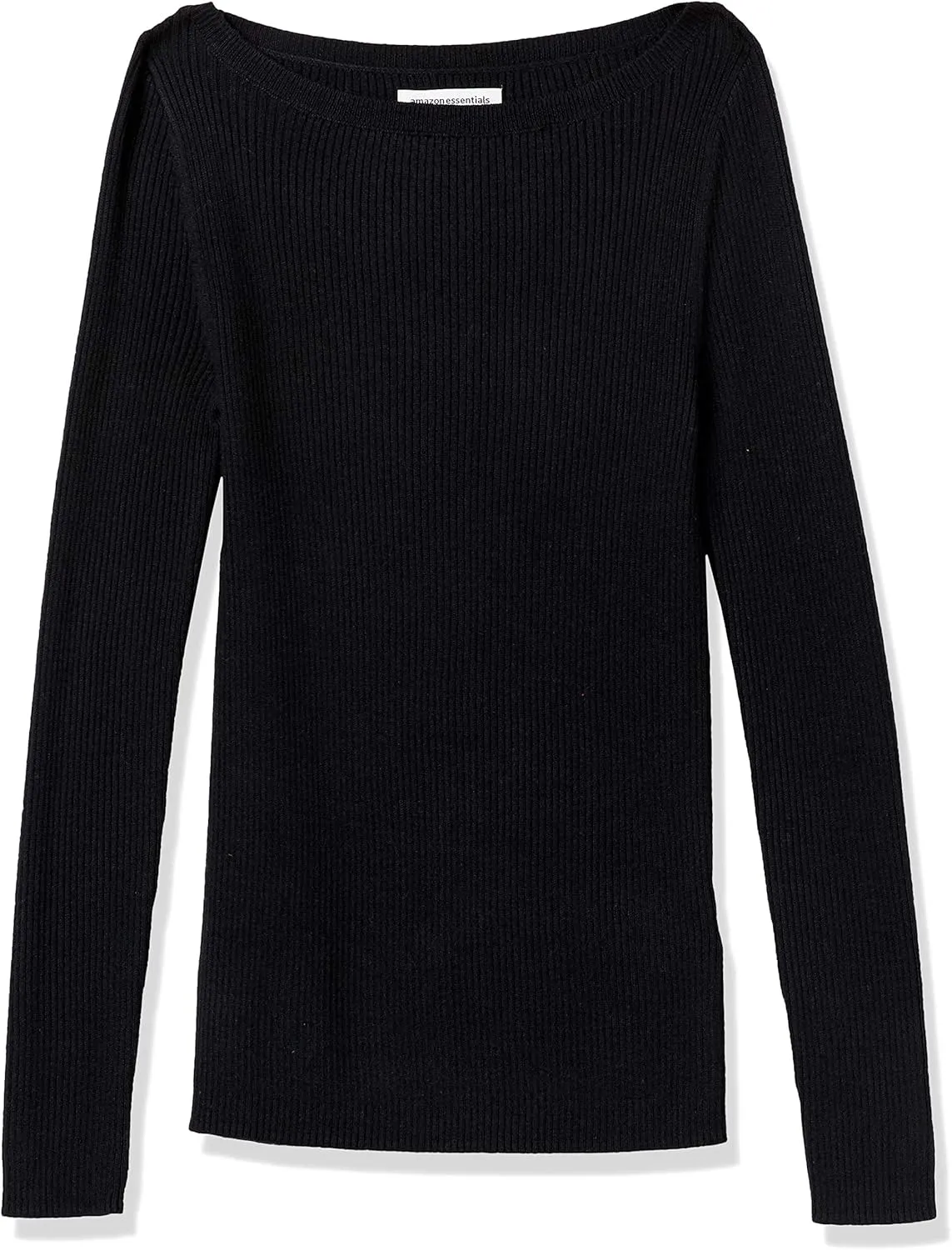 Amazon Essentials Women's Lightweight Ribbed Long-Sleeve Boat Neck Slim-Fit Sweater