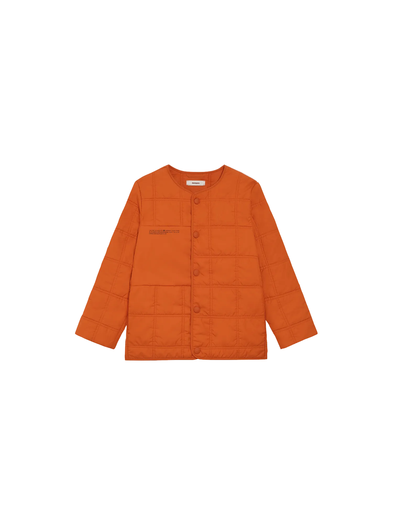Archive Kid’s Flower-Warmth Quilted Collarless Jacket—cinnamon orange