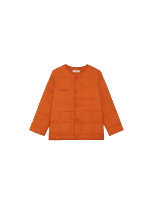 Archive Kid’s Flower-Warmth Quilted Collarless Jacket—cinnamon orange