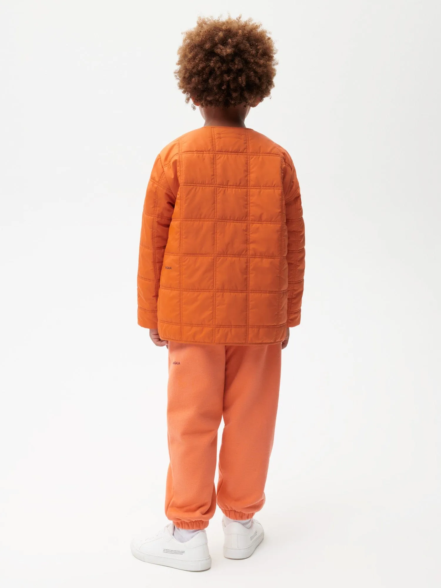 Archive Kid’s Flower-Warmth Quilted Collarless Jacket—cinnamon orange