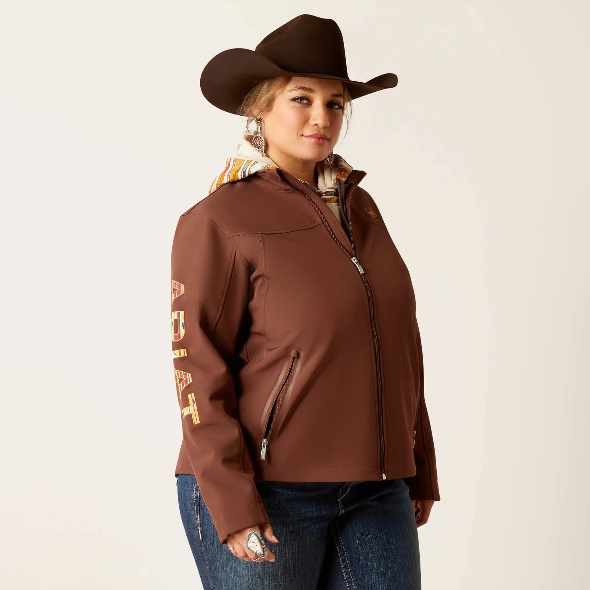 Ariat Women's Shaved Chocolate Chimayo Team Logo Softshell Jacket