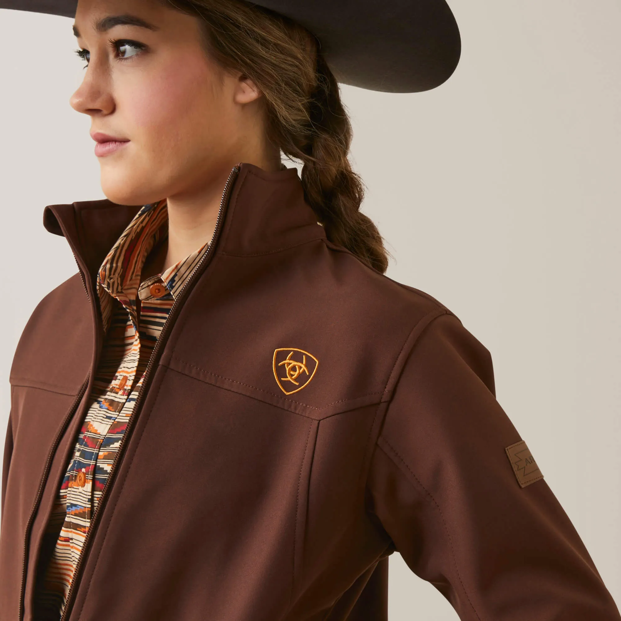 Ariat Women's Shaved Chocolate Chimayo Team Logo Softshell Jacket