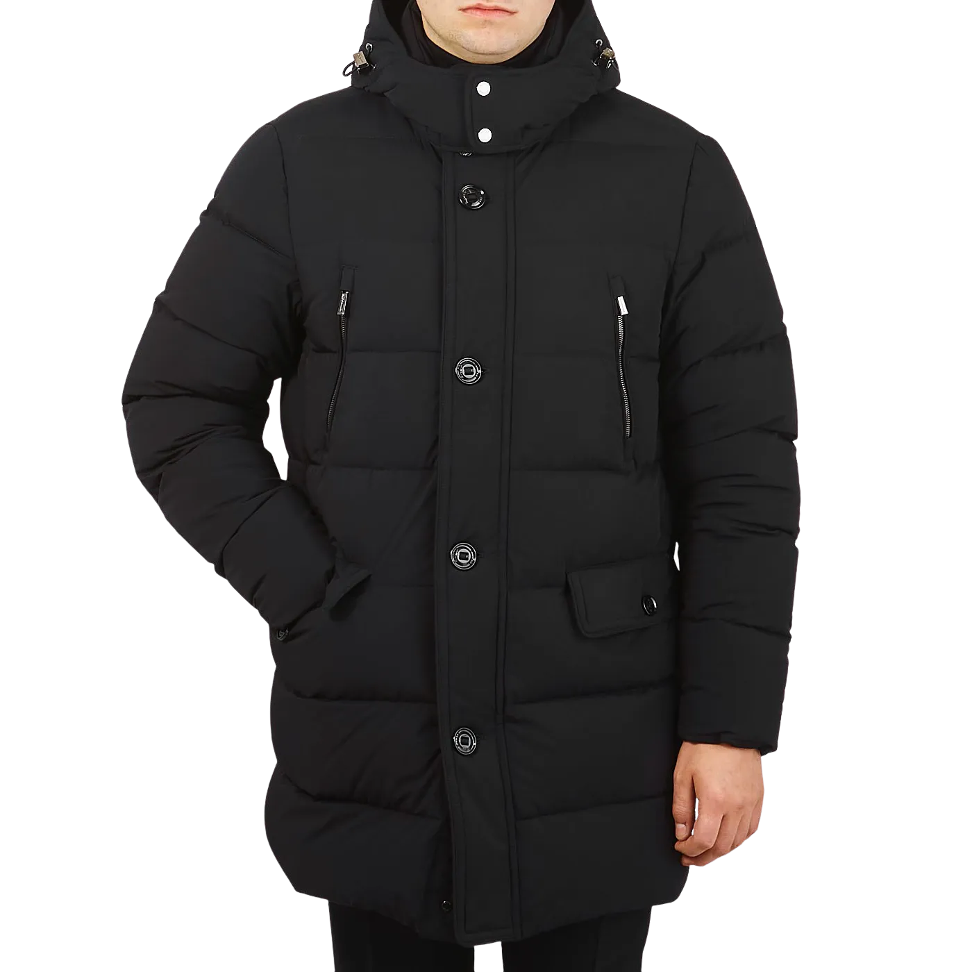 Black Technical Nylon Down Padded Parka
