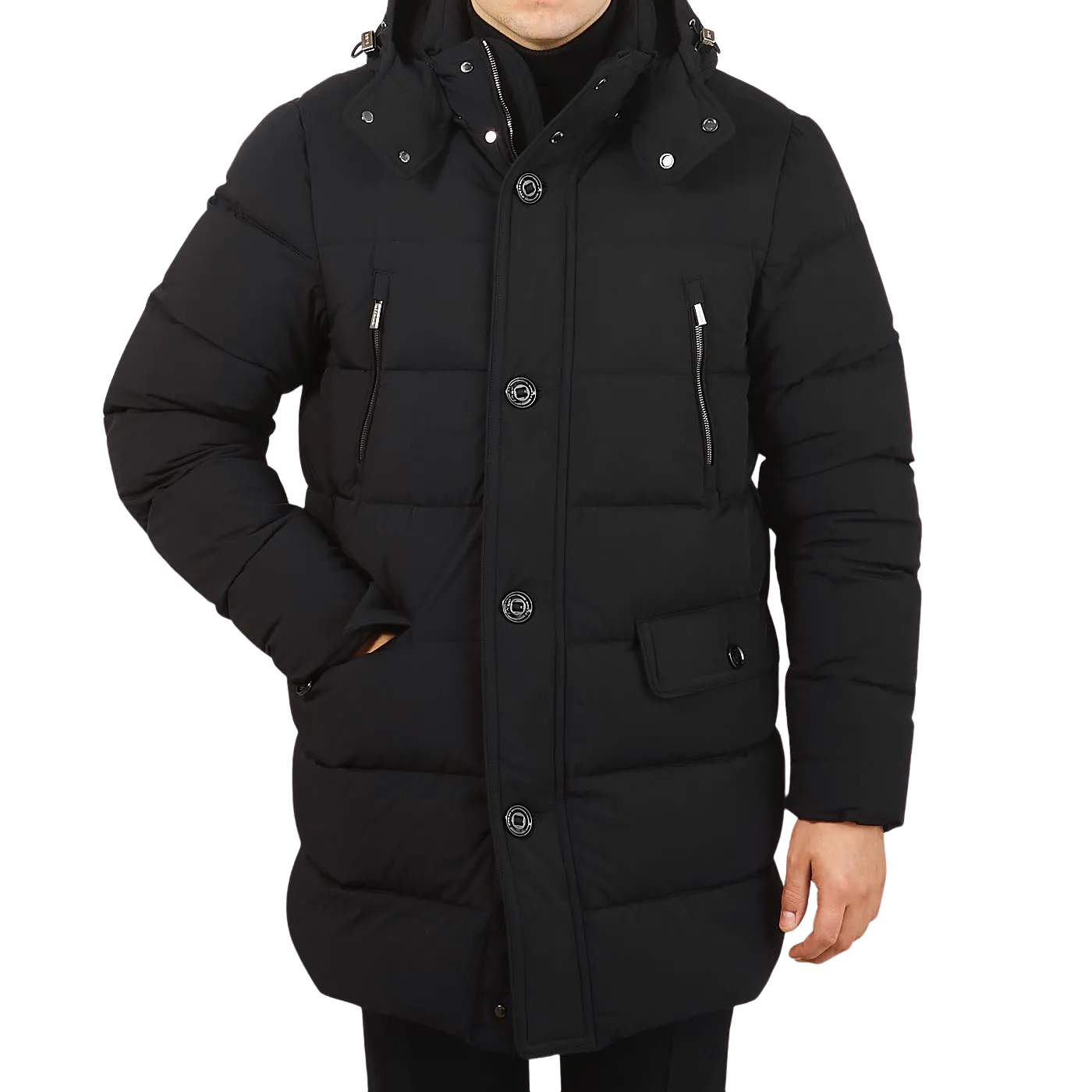 Black Technical Nylon Down Padded Parka