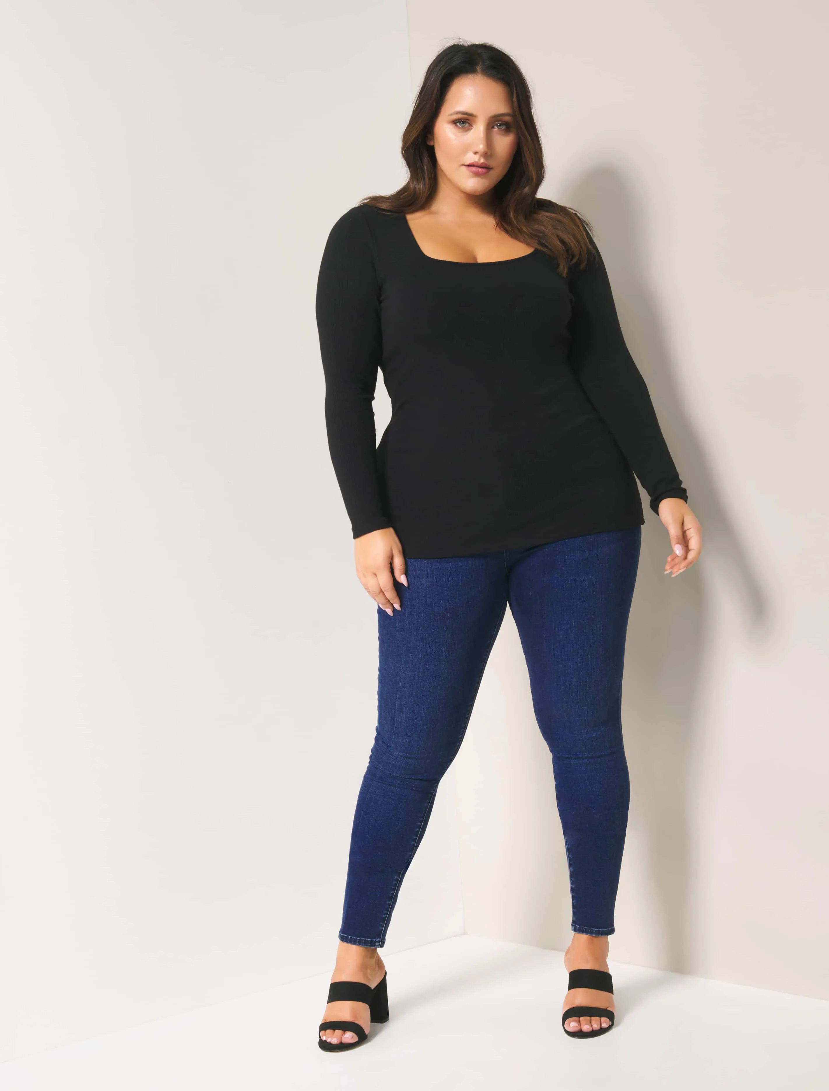 Brenna Rib Square Neck Curve Top