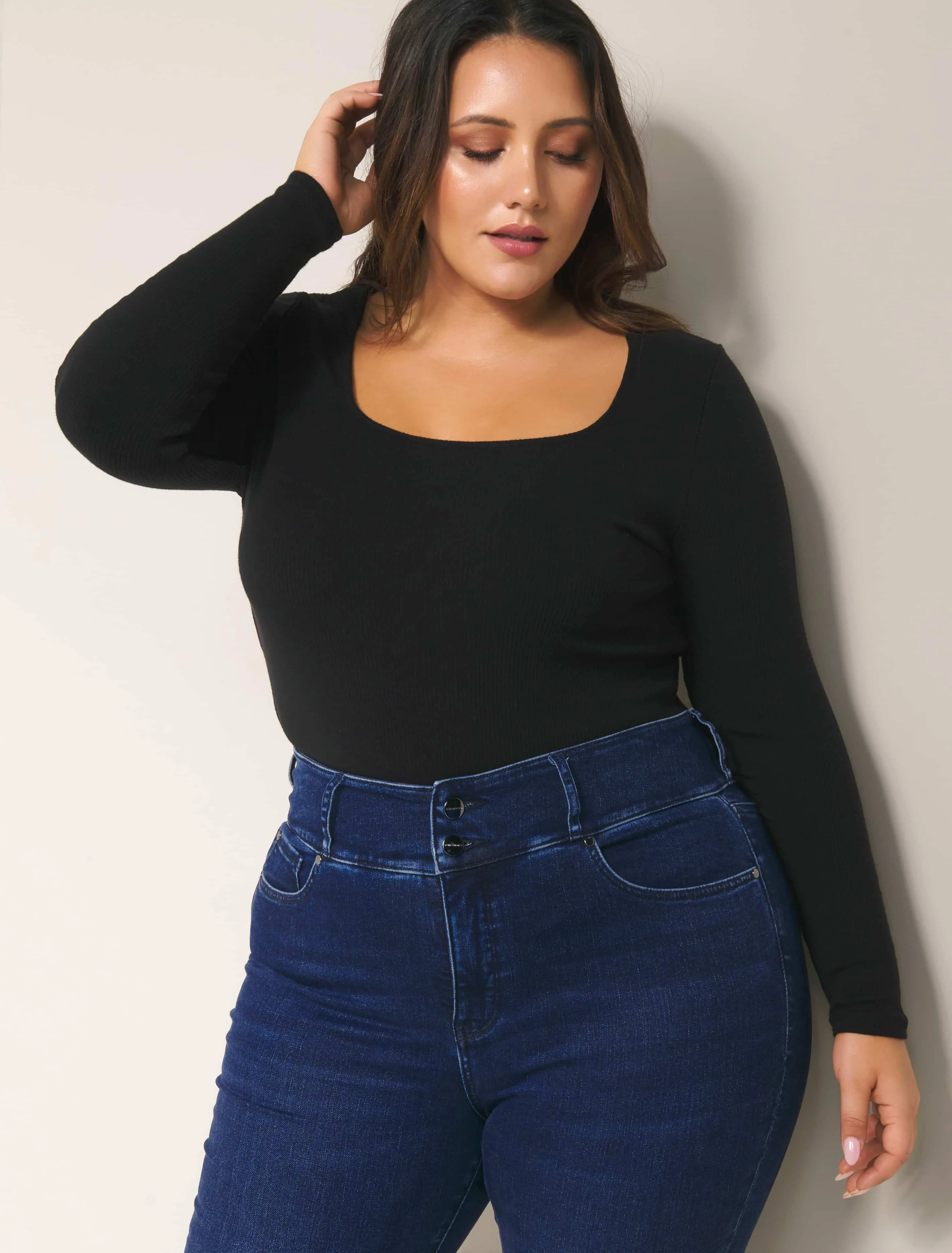 Brenna Rib Square Neck Curve Top