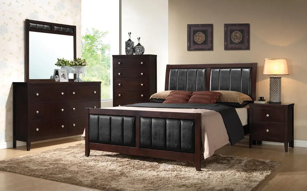 Carlton Collection - Black - Carlton Upholstered Rectangular Mirror Cappuccino