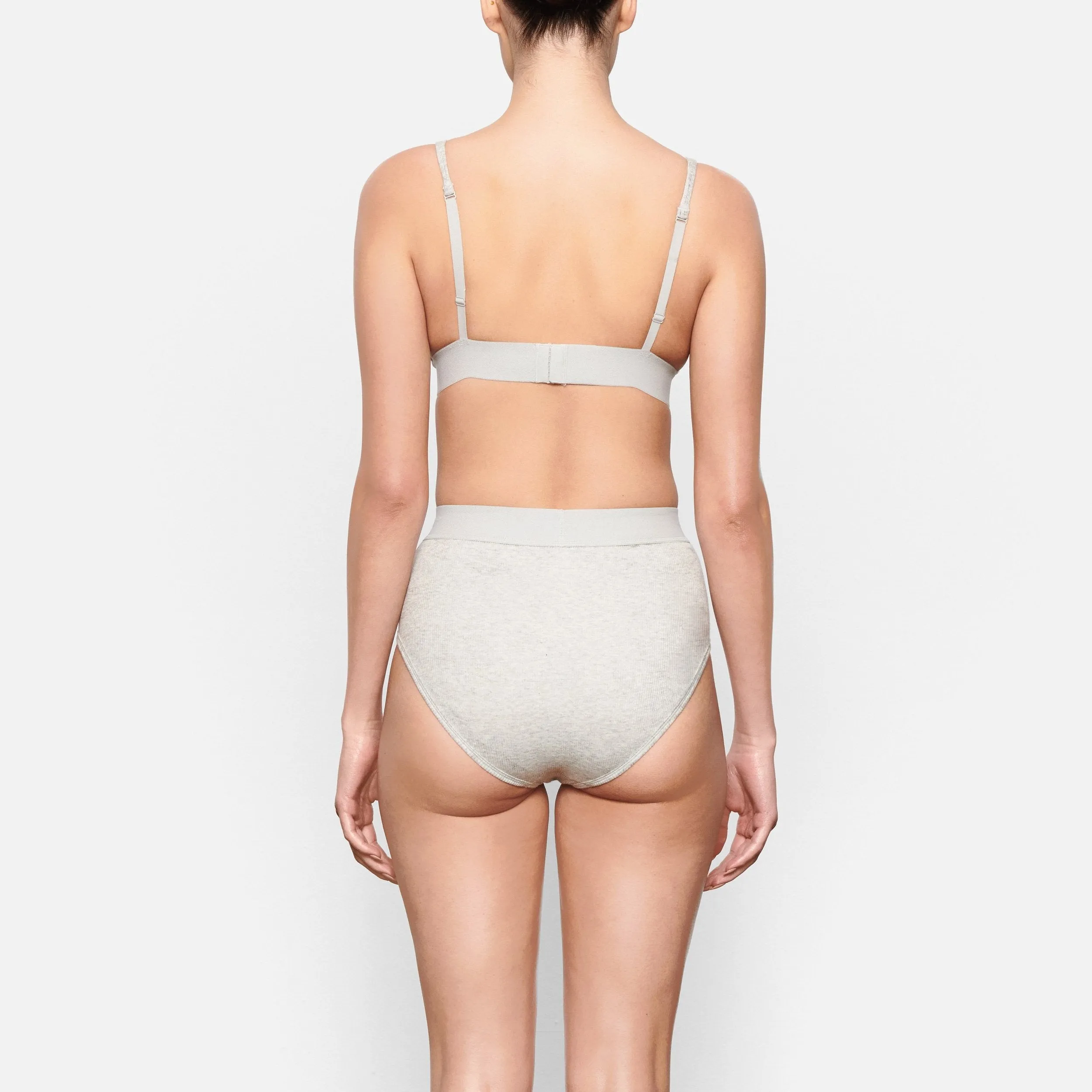 COTTON PLUNGE BRALETTE | LIGHT HEATHER GREY