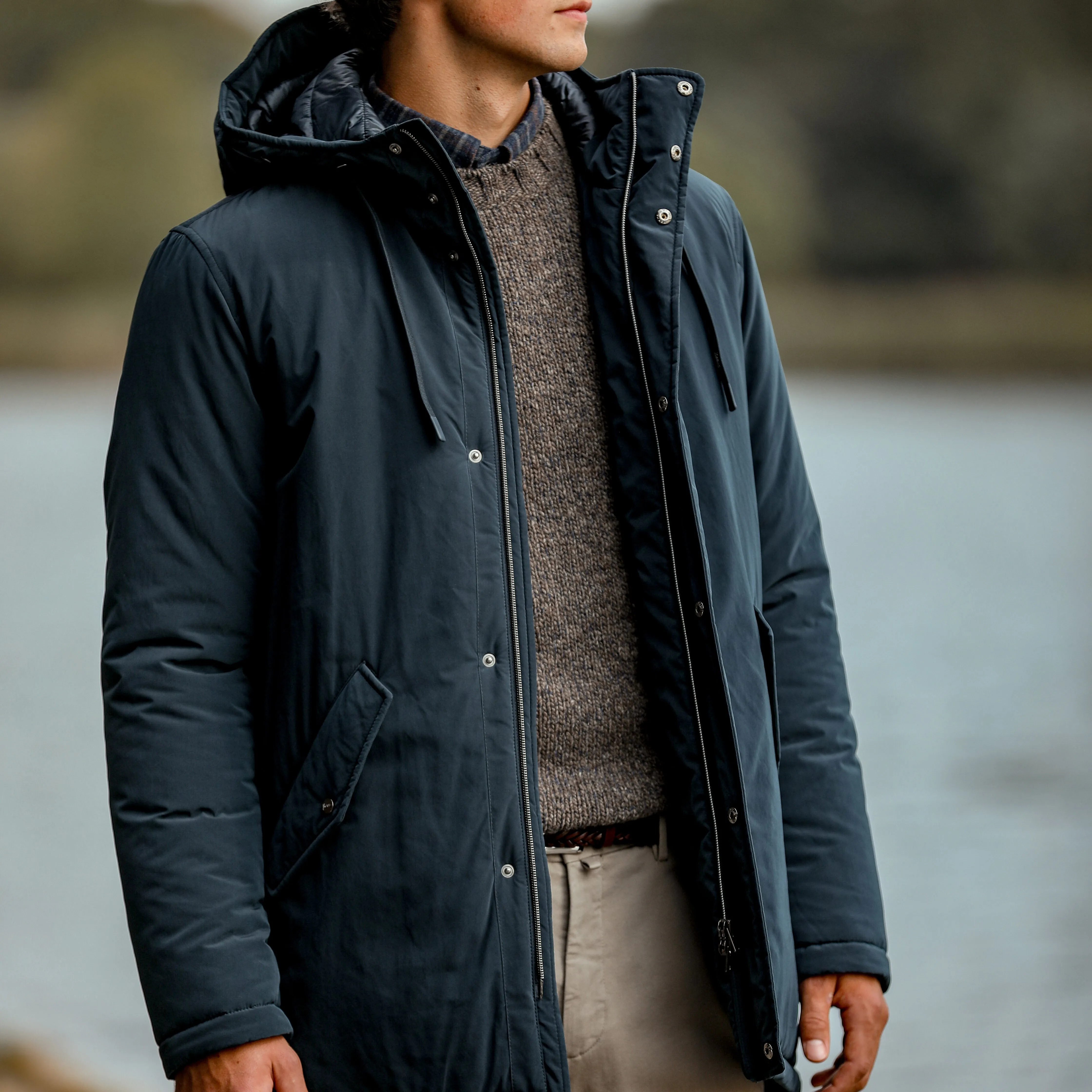 Dark Blue Nylon Technical Padded Jacket