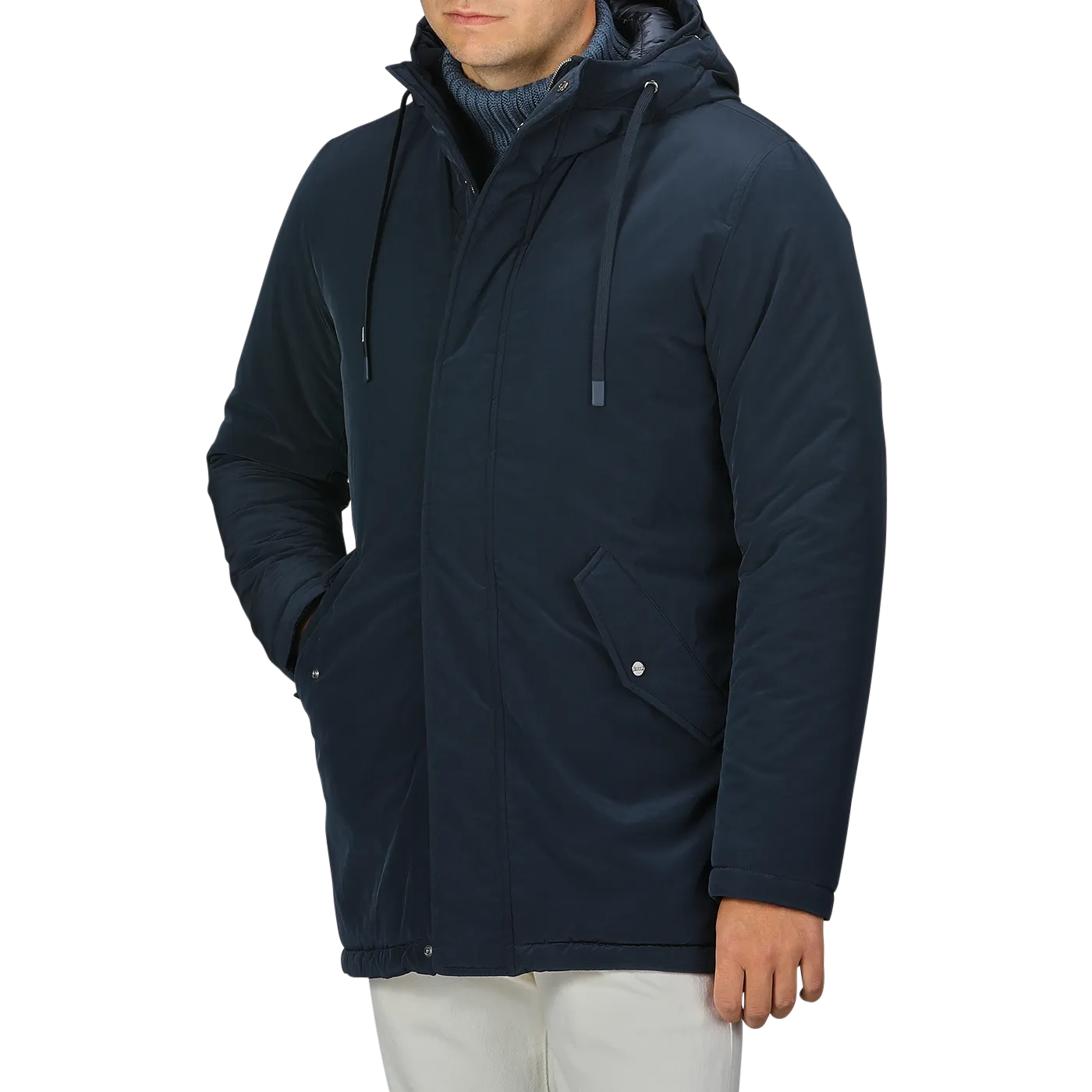 Dark Blue Nylon Technical Padded Jacket