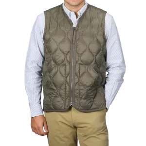 Dark Olive Nylon Down Padded Zip Vest