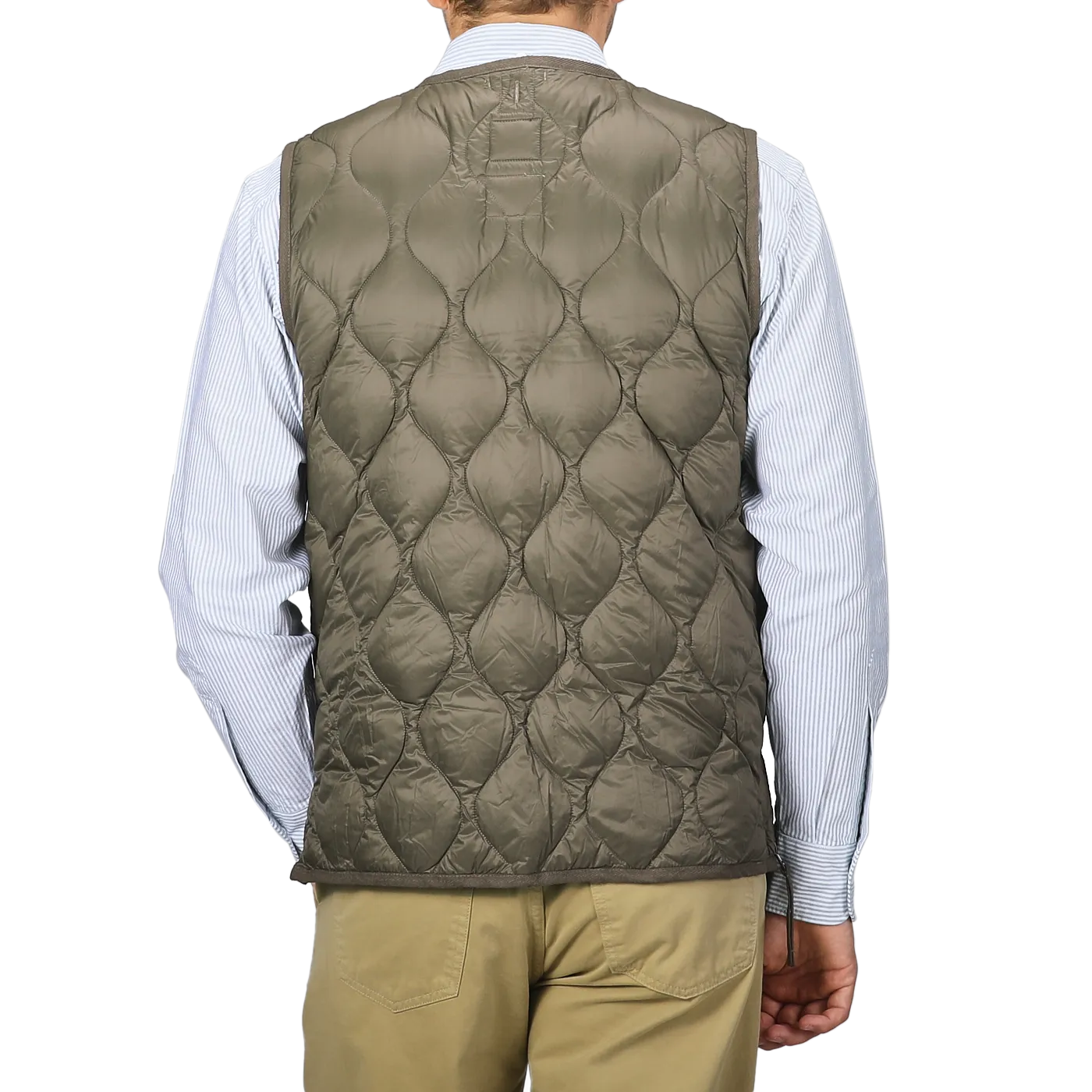 Dark Olive Nylon Down Padded Zip Vest