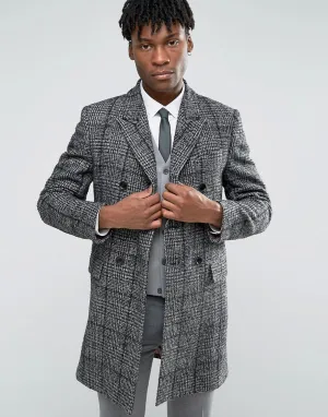 Devils Advocate Black And White Wool Rich Check Coat