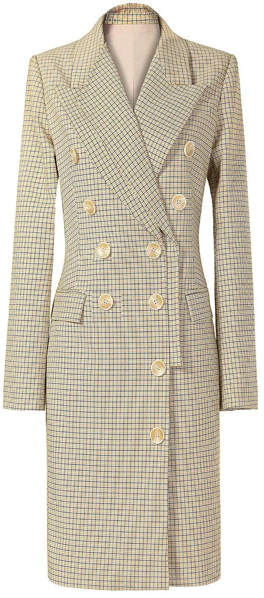 Double Breasted Plaid Coat