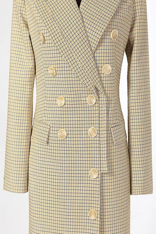 Double Breasted Plaid Coat