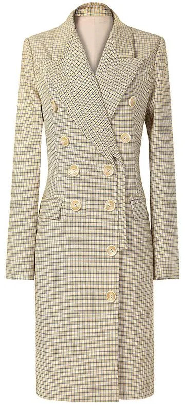 Double Breasted Plaid Coat