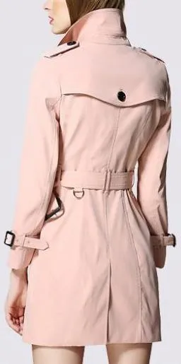 Double-Breasted Trench Coat in Blush Pink