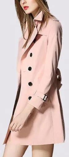 Double-Breasted Trench Coat in Blush Pink