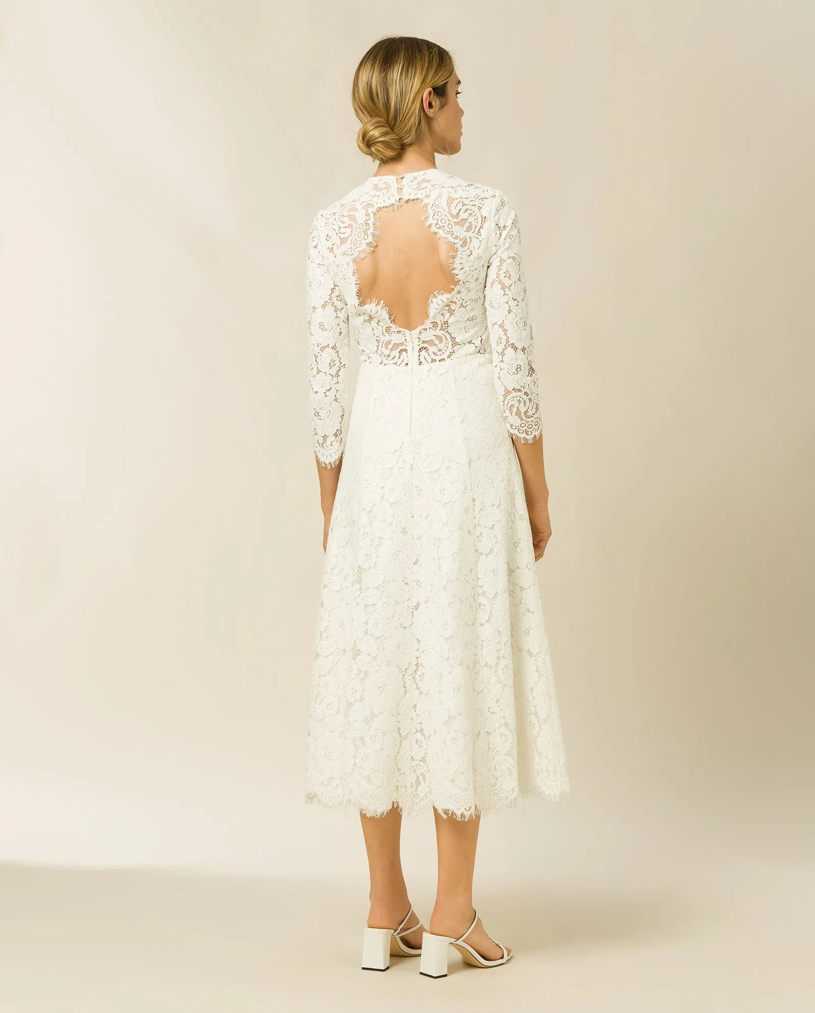 Flared Midi Lace Dress