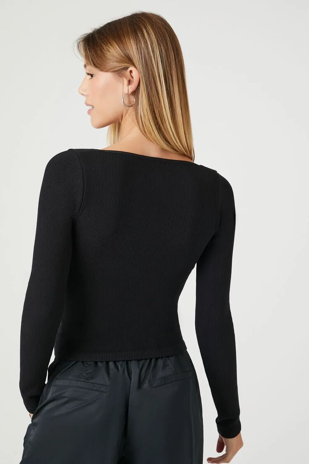 Forever 21 Seamless Rib Knit Top, Black