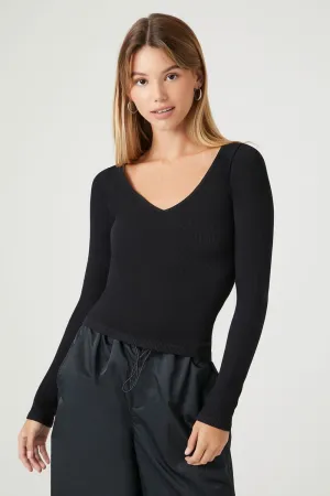 Forever 21 Seamless Rib Knit Top, Black