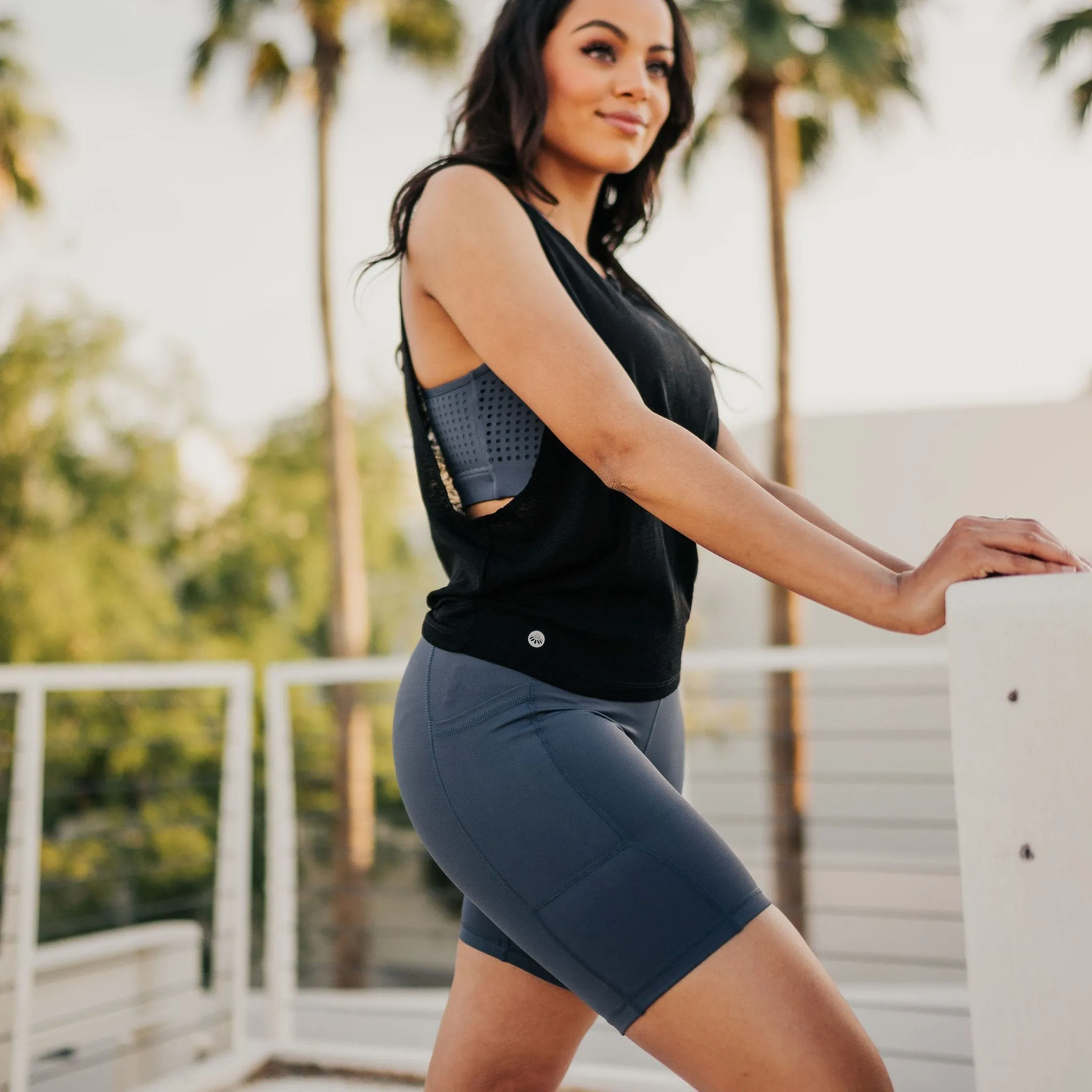 High Waisted Rio Shorts (7 in. inseam) - Light Navy