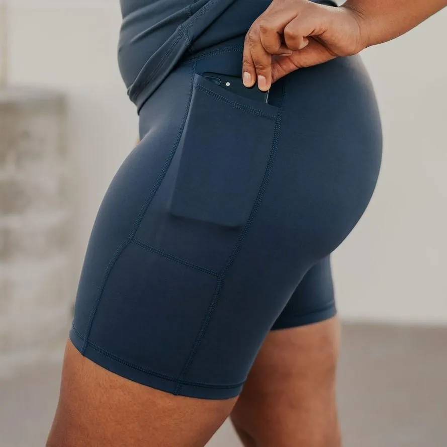High Waisted Rio Shorts (7 in. inseam) - Light Navy