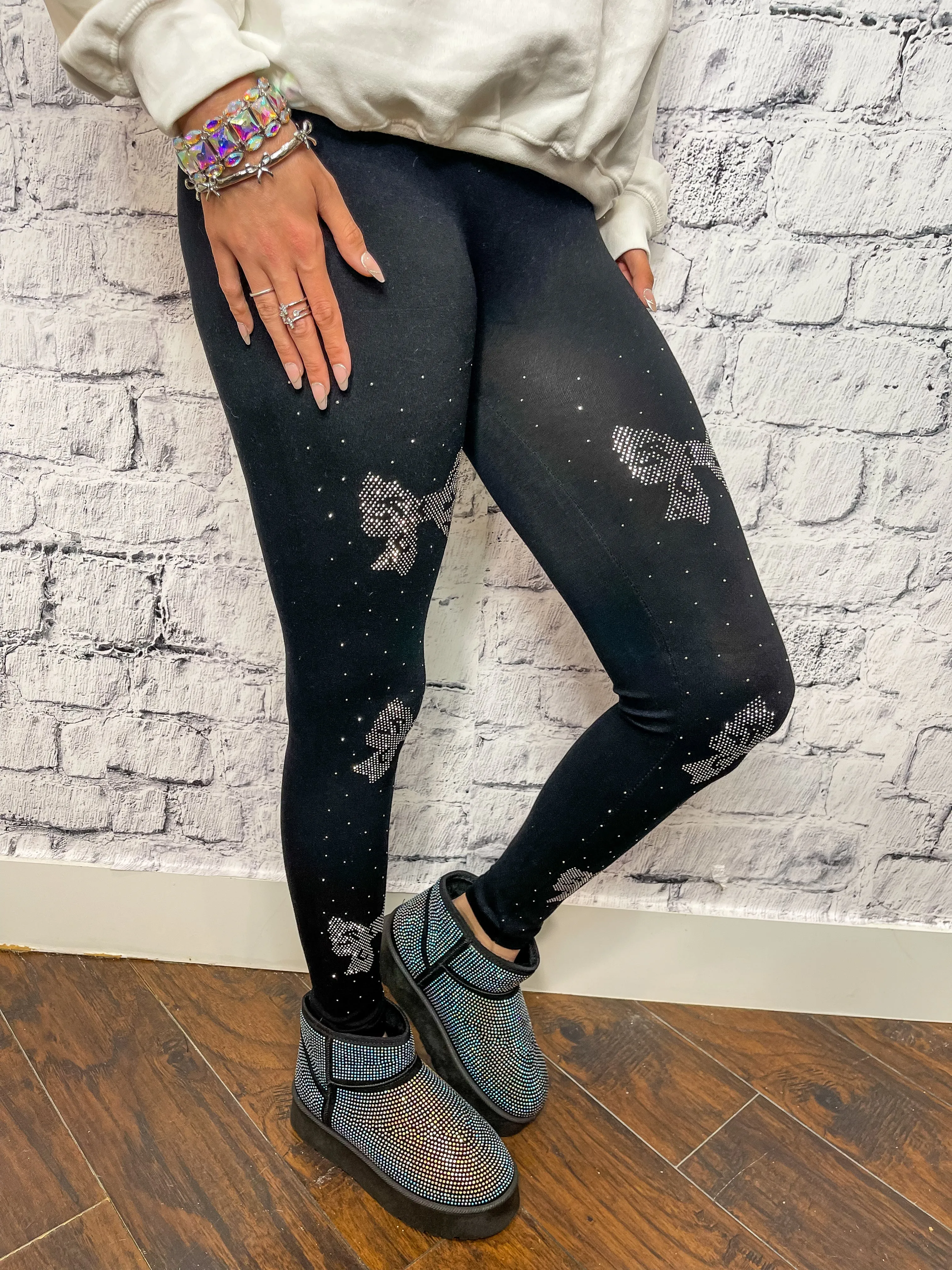 Iconic Comfort Bow AB  High Waist Leggings - Black