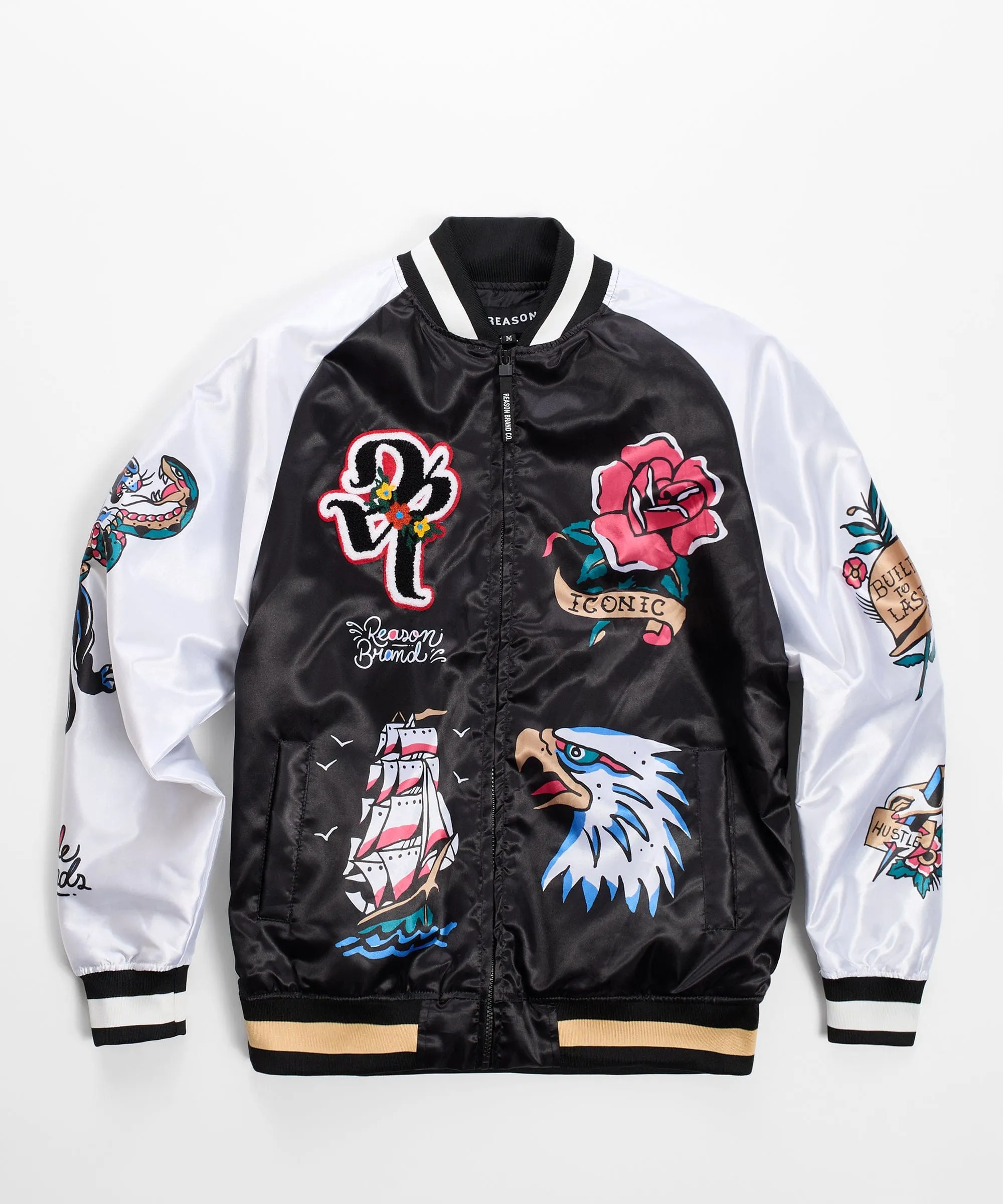 Iconic Satin Bomber Jacket - Black