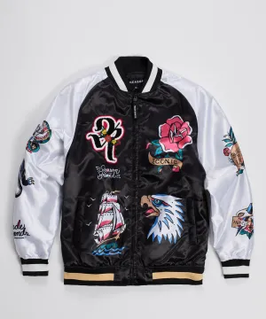 Iconic Satin Bomber Jacket - Black