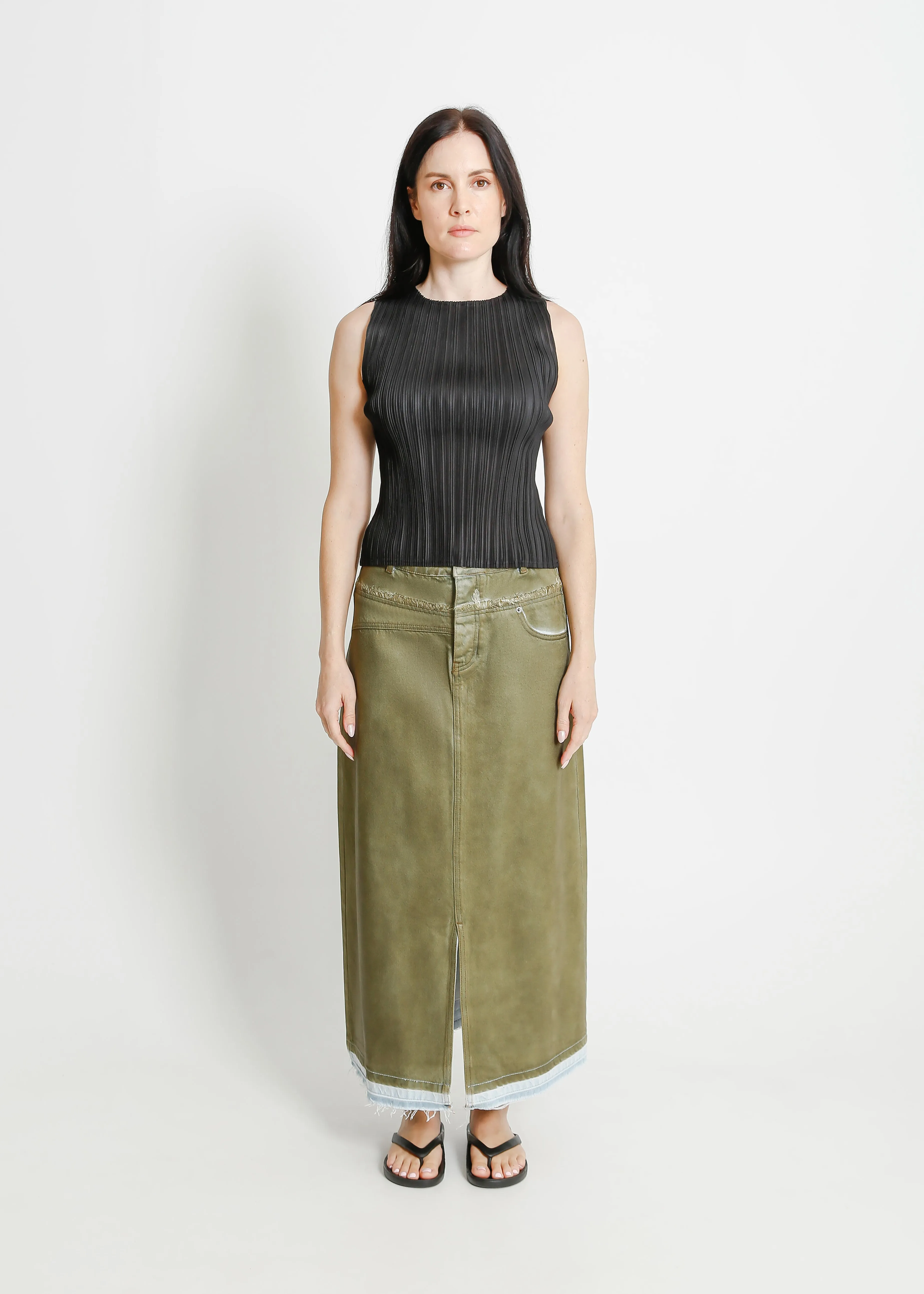 INDIO DENIM SKIRT / KHAKI