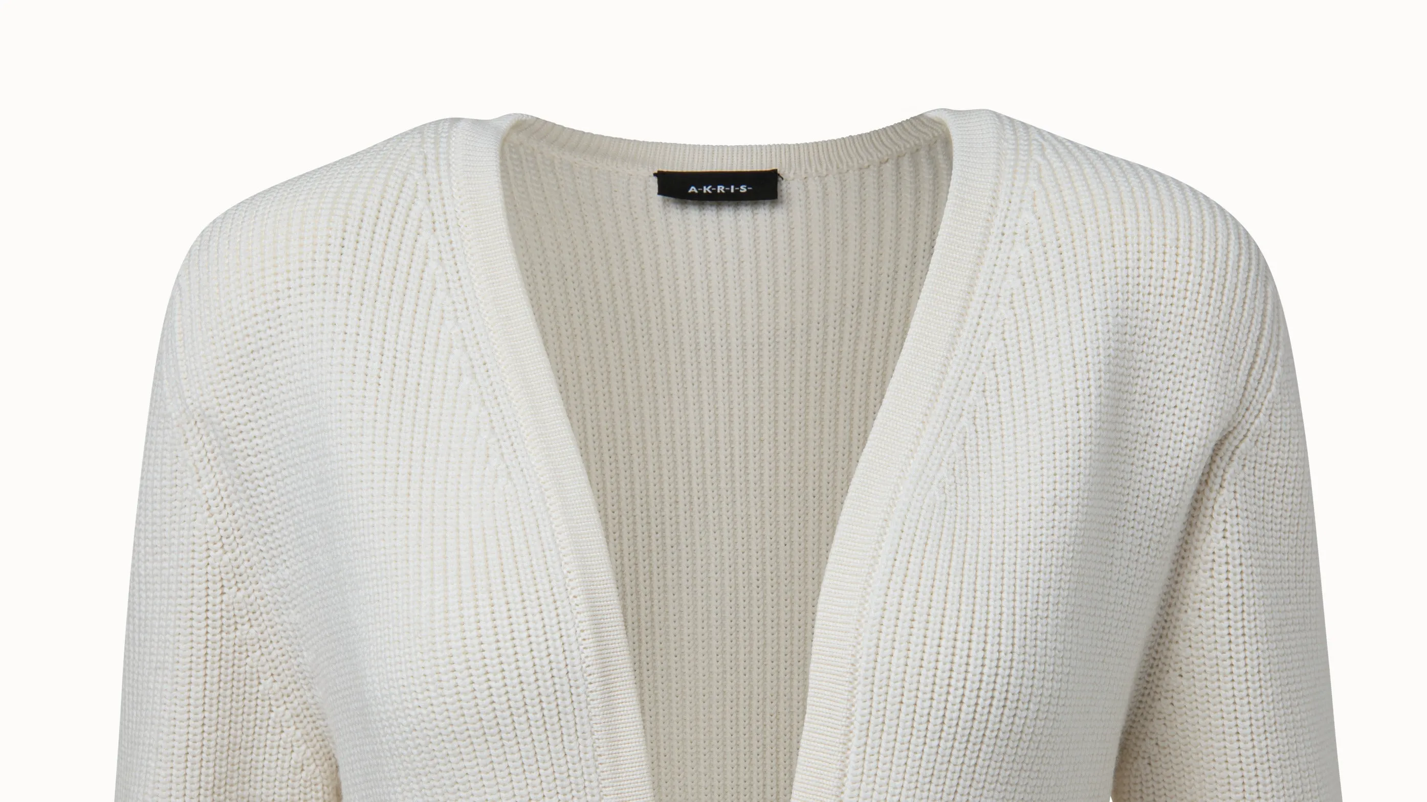 Lange Strickjacke mit Gürtel aus Wolle