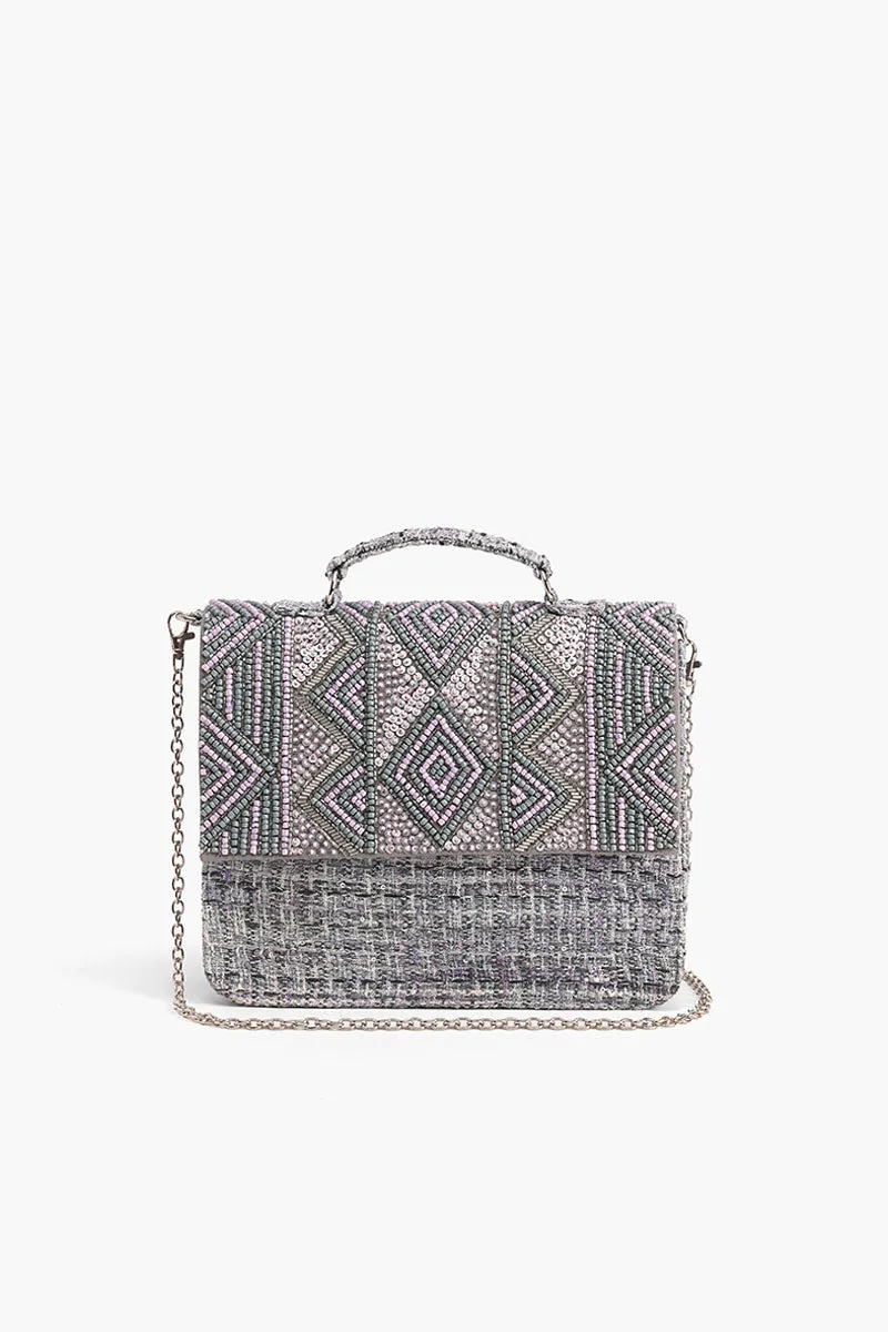 Lavender Fog Embellished Satchel