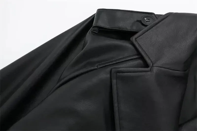 Leatherette Cropped Trench Coat