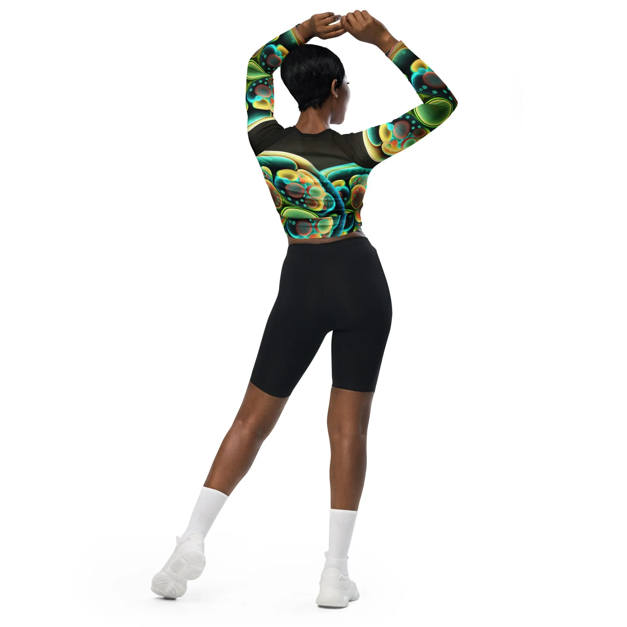 Long-Sleeve Crop Top Green from the Inside