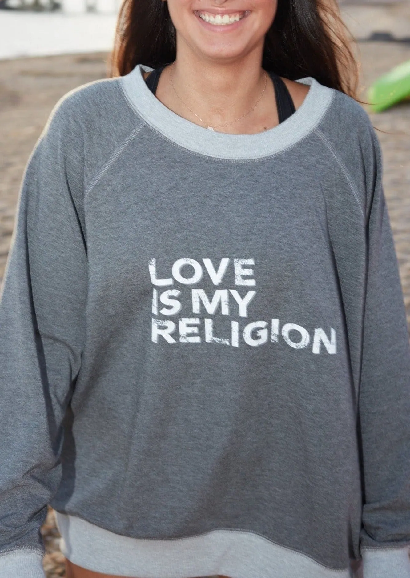 LOVE IS... WHITE on HEATHER GREY Sweatshirt