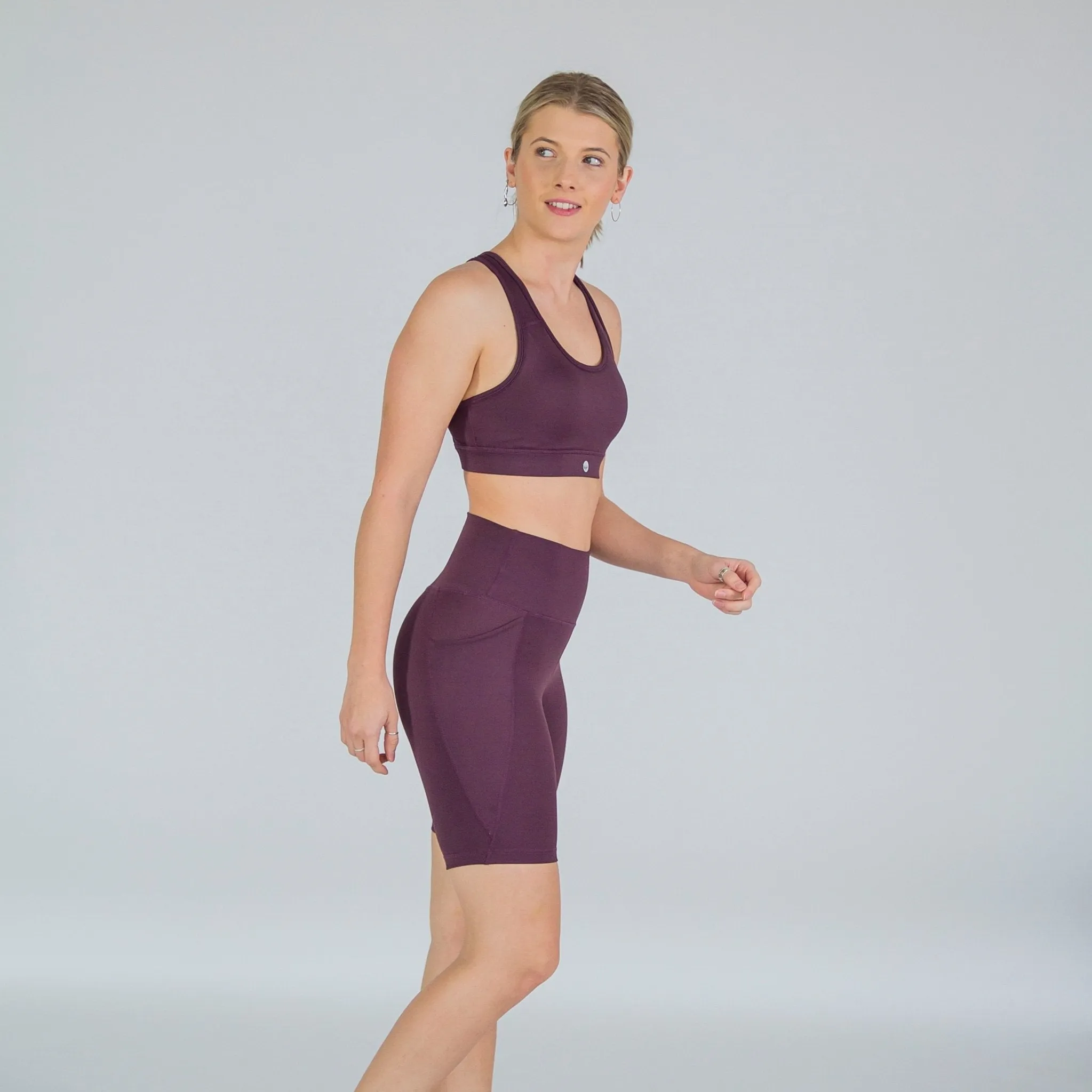 Lux High Waisted Rio Shorts (7 in. inseam) - Eggplant