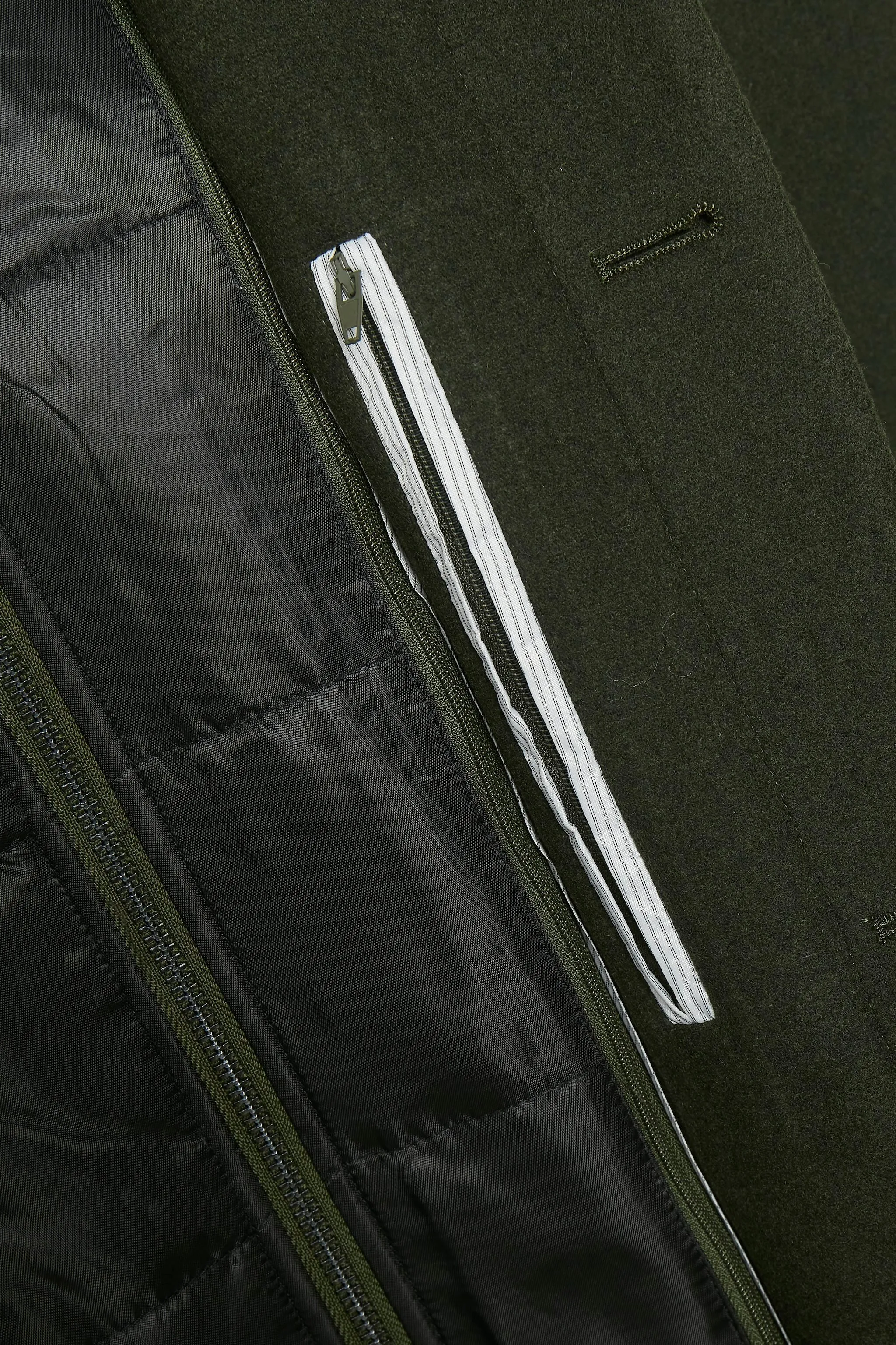 Matinique Men Green Solid Stand Collar Long Sleeves Overcoat