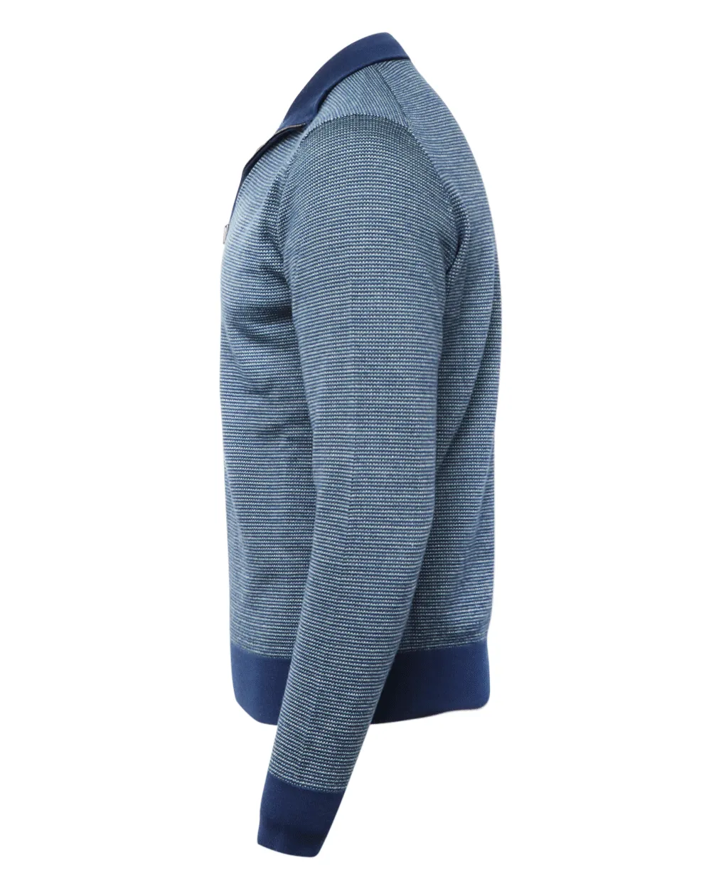 Navy and Turquoise Textured Quarter Zip