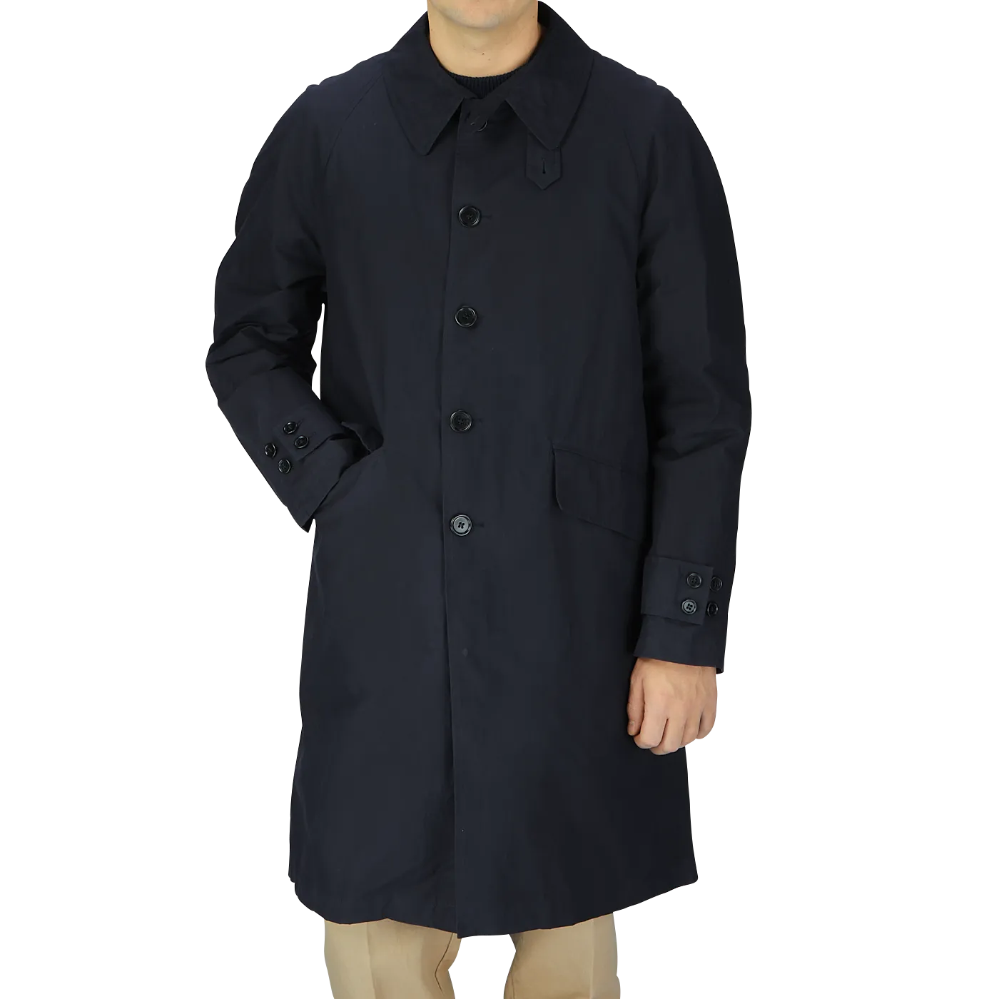 Navy Blue Waxed Cotton Kamikaze Trenchcoat