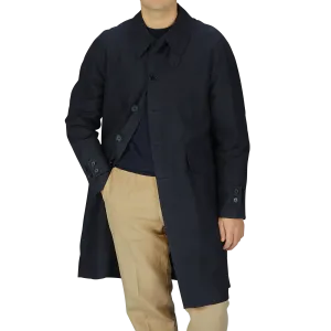 Navy Blue Waxed Cotton Kamikaze Trenchcoat