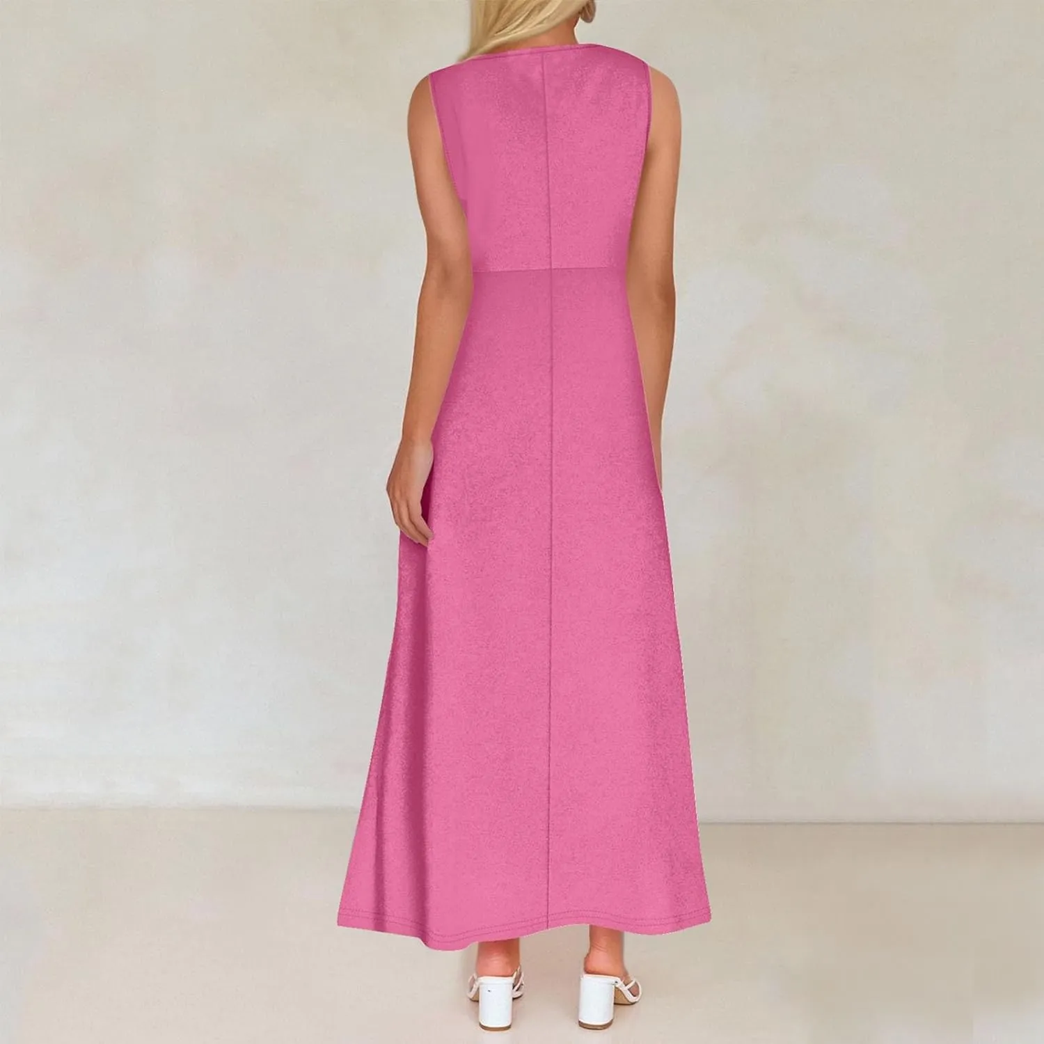 NBXNZWF Summer Dresses for Women 2025 Sleeveless Floral Print V Neck Sundresses Swing Flowy Beach Wedding Guest Maxi Dresses